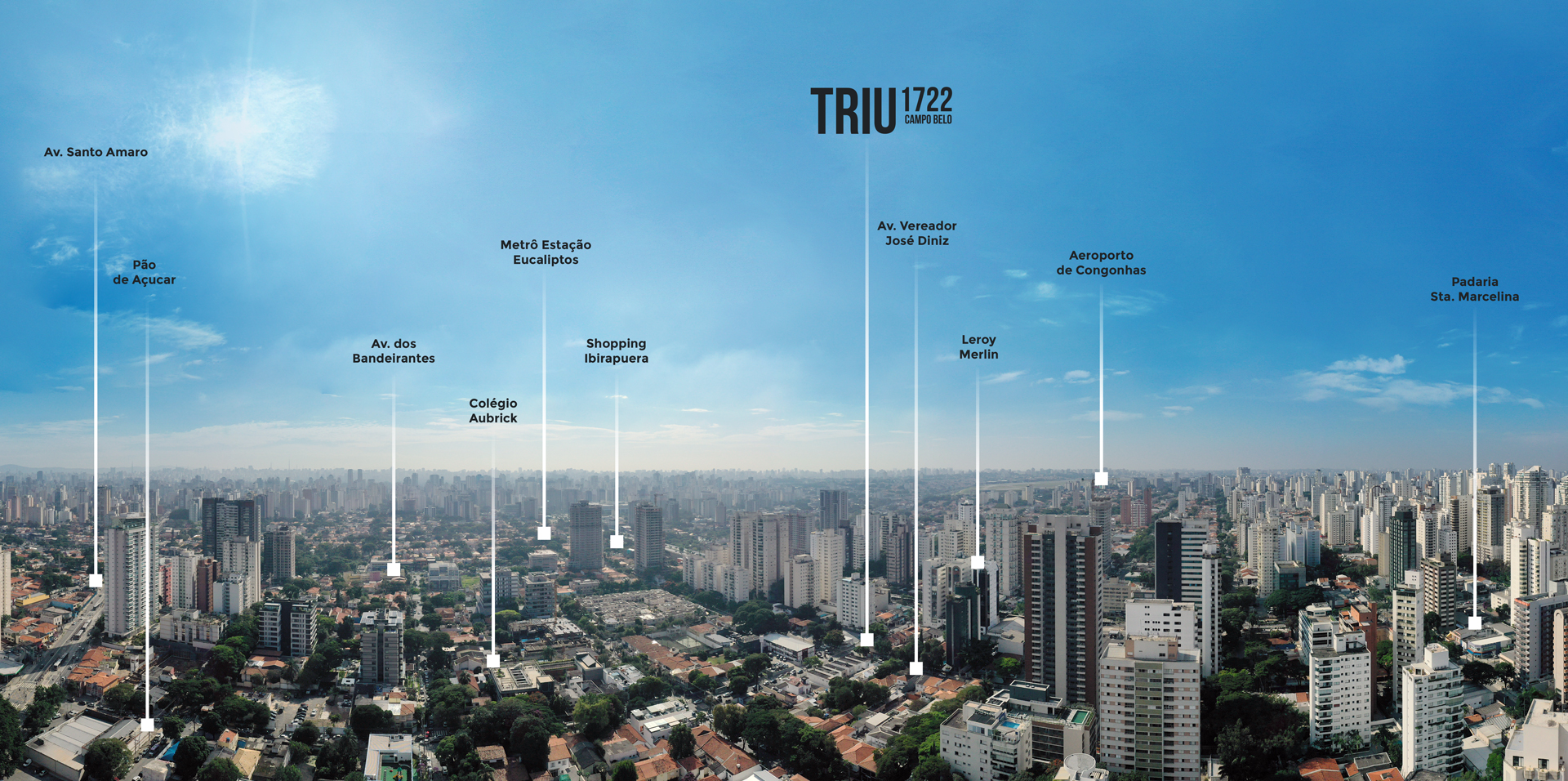 Panorâmica de Campo Belo com pontos de referência